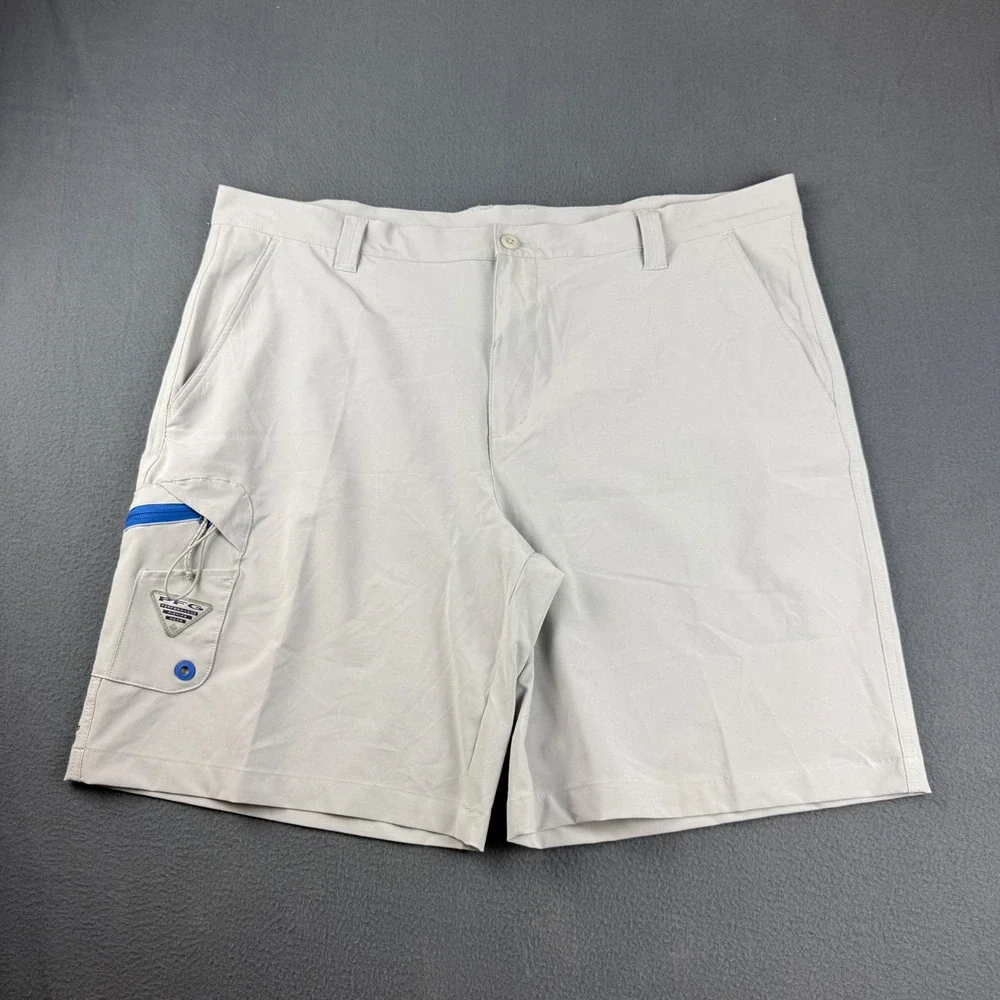Columbia PFG Shorts Men's 42 Grey Performance Fishing Gear Omni-Shield Cargo